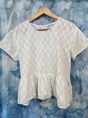 Madewell white cotton peplum top S